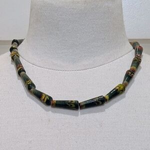 NWOT Beckwoman 18" Hand Blown Glass Tube Bead Stretch Necklace